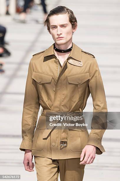 Model walks the runway during the Louis Vuitton Menswear Spring/Summer 2017 show as part of Paris Fashion Week on June 23, 2016 in Paris, France.