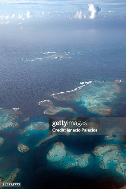 aerial views of ha´apai group of islands - haapai islands ストックフォトと画像