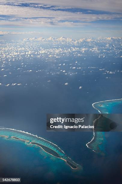 aerial views of ha´apai group of islands - haapai islands ストックフ��ォトと画像