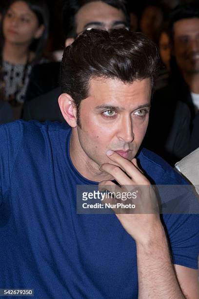 Indian Bollywood actor Hrithik Roshan attends the press conference for the 17th edition of IIFA Awards in Madrid on June 23, 2016. Photo: Oscar...