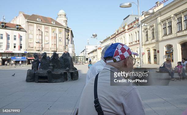 Daily life in a hot day in Osijek, Croatia, on 23 June 2016. Osijek is the fourth largest city in Croatia. Osijek is located on the right bank of the...