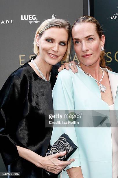 German Models Nadja Auermann and Tatjana Patitz attend the ESCADA Flagship Store Opening on June 23, 2016 in Duesseldorf, Germany.