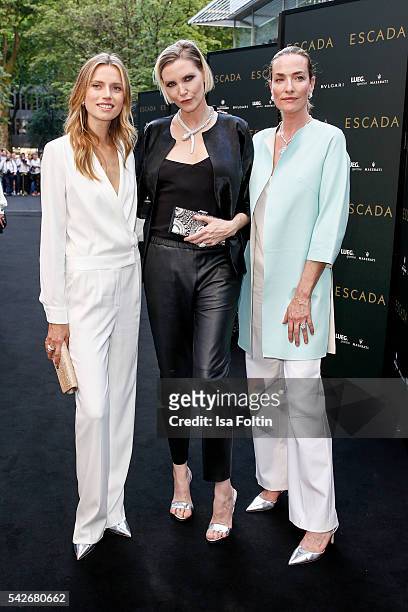 Dutch Model Cato van Ee, german model Nadja Auermann and German Model Tatjana Patitz attend the ESCADA Flagship Store Opening on June 23, 2016 in...