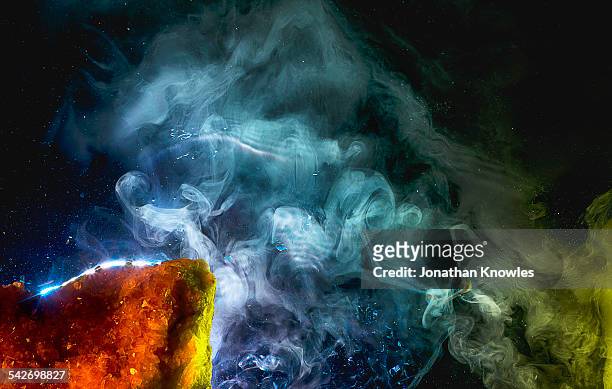 abstract ice dry sublimation in colour - dry ice stock pictures, royalty-free photos & images