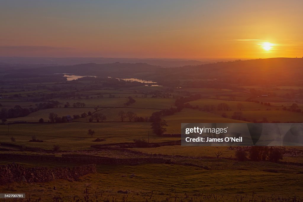 Sunset over english fields