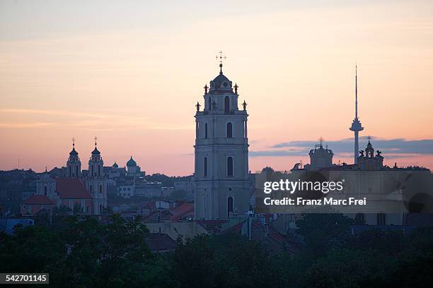 view from uzupios over the roofs of wilna - vilnius stock pictures, royalty-free photos & images