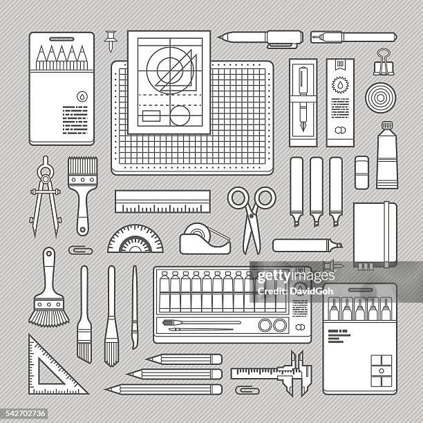 ilustraciones, imágenes clip art, dibujos animados e iconos de stock de artículos de papelería & fuentes de arte - protractor