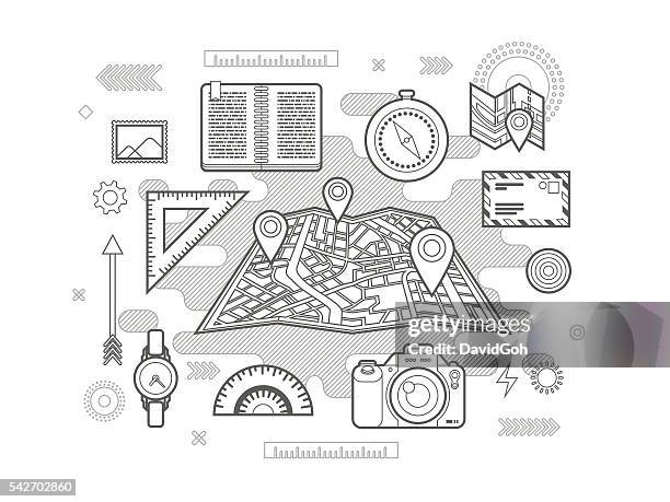 navigation flat design concept - protractor stock illustrations