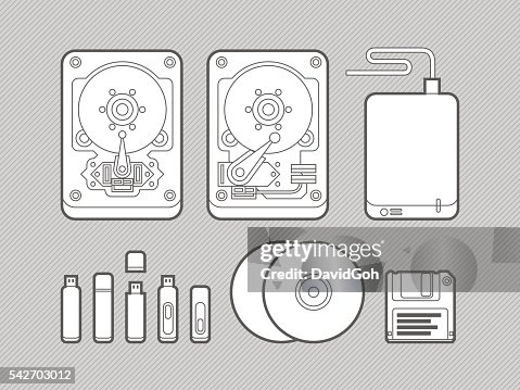 Data Storage Media Flat Design Set Data Storage Media Flat Design Set
