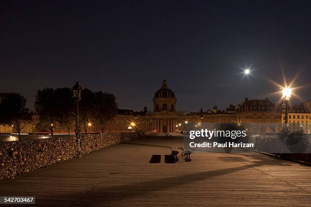 pont des arts and institut de france at dawn - pont de paris stock pictures, royalty-free photos & images