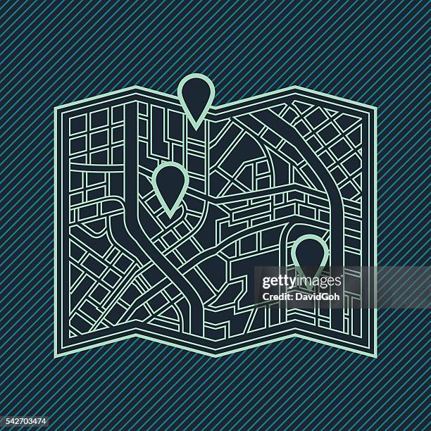 Horizontal Map Design Flat Design Folded Map High-Res Vector Graphic - Getty Images