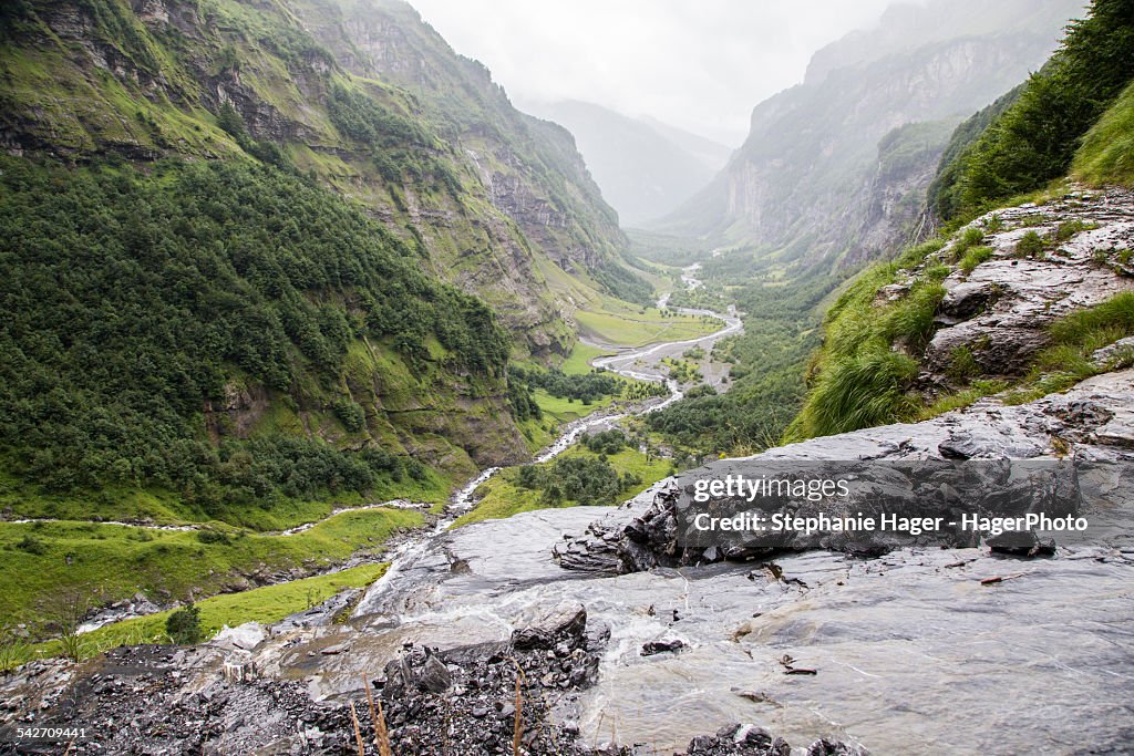 Mountains and waterfalls