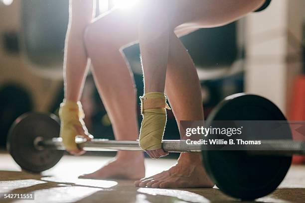 boxer weight lifting with barbell - barefoot stock pictures, royalty-free photos & images