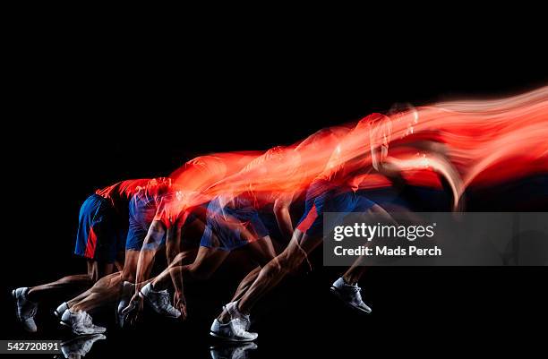 running - double exposure running stock-fotos und bilder