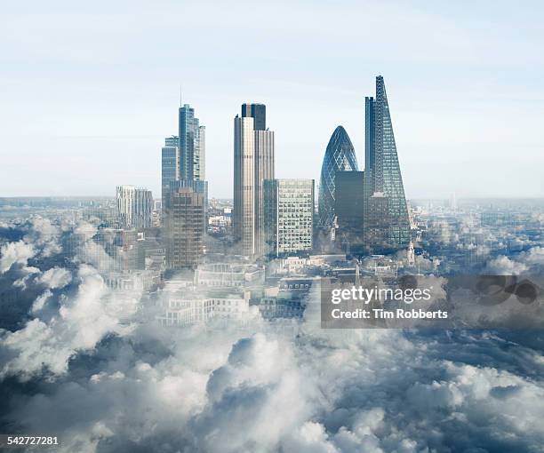 london in the clouds. - london skyline fotografías e imágenes de stock