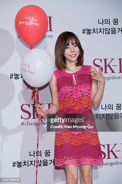 Sunny of South Korean girl group Girls' Generation attends the photocall for SK-II #Changedestiny on June 21, 2016 in Seoul, South Korea.
