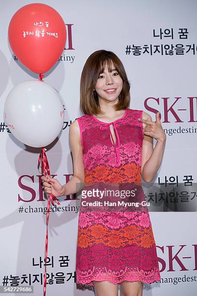 Sunny of South Korean girl group Girls' Generation attends the photocall for SK-II #Changedestiny on June 21, 2016 in Seoul, South Korea.