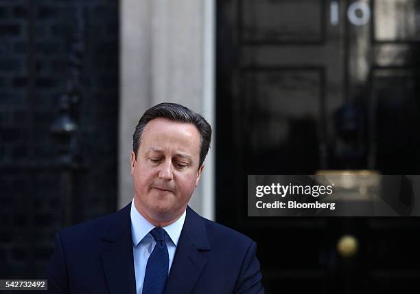 David Cameron, U.K. Prime minister and leader of the Conservative Party, makes his resignation speech in Downing Street following the European Union...