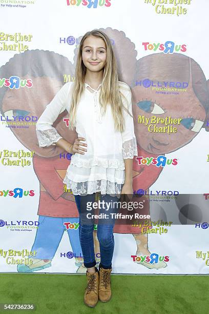 Actress Sophia Strauss attends the HollyRod Foundation's "My Brother Charlie goes to the Aquarium" Presented by Toys'R'Us at the Aquarium of the...