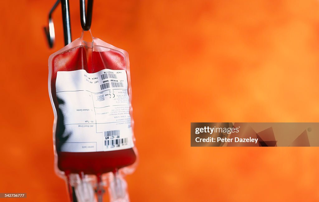 Blood bags in a hospital