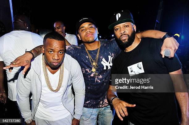 Yo Gotti, Mack Wilds and Low Key attend Trap Karaoke Powered by BET Awards on June 23, 2016 in Los Angeles, California.