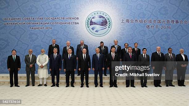 Mongol President Tsakhiagiin Elbegdorj, Afghan President Ashraf Ghani, Indian Prime Minister Narendra Modi, Kyrgyz President Almazbek Atambayev,...