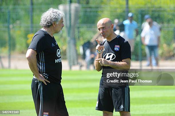 Joel BATS and Antonio PINTUS of Lyon during First Session Training of Olympique Lyonnais at Centre Tola Vologe on June 24, 2016 in Lyon, France.