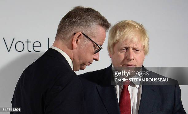 Former London Mayor and "Vote Leave" campaigner Boris Johnson , and British Lord Chancellor and Justice Secretary Michael Gove, a fellow Brexit...
