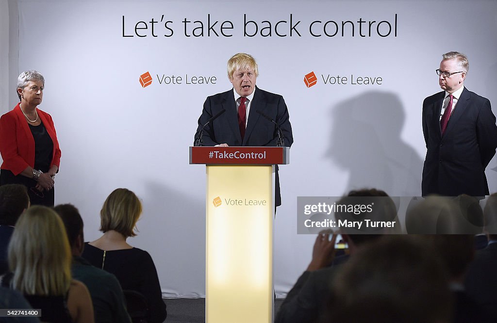 Boris Johnson And Michael Gove Address The Nation After EU Referendum Victory