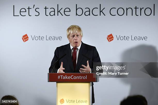 Conservative MP Boris Johnson speaks following the results of the EU referendum at Westminster Tower on June 24, 2016 in London, England. The results...