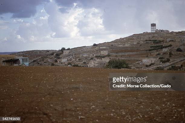 Landscape view of the homes and structures on the hillside in Hebron, Israel, November, 1967. .