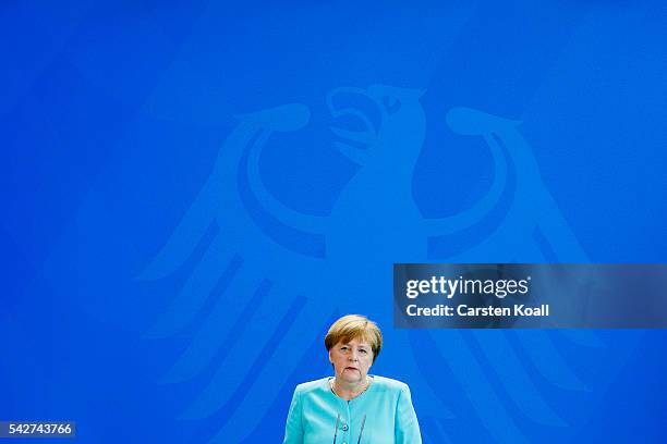 German Chancellor Angela Merkel speaks to the media following the United Kingdom's referendum vote to leave the European Union on June 24, 2016 in...