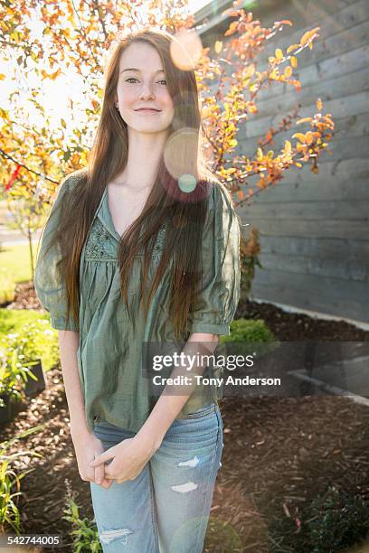 teen girl outside home - idaho falls stock pictures, royalty-free photos & images