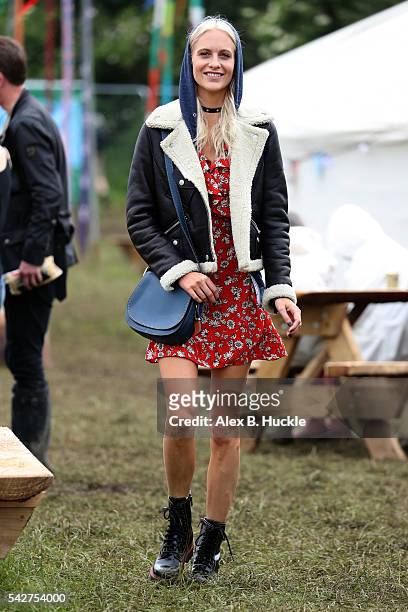 Poppy Delevigne attends the Glastonbury Festival at Worthy Farm, Pilton on June 24, 2016 in Glastonbury, England.