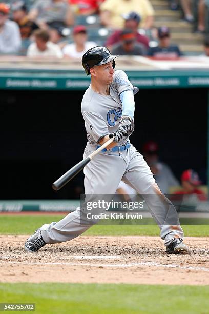 Todd Frazier of the Chicago White Sox takes an at bat during the game against the Cleveland Indians at Progressive Field on June 19, 2016 in...