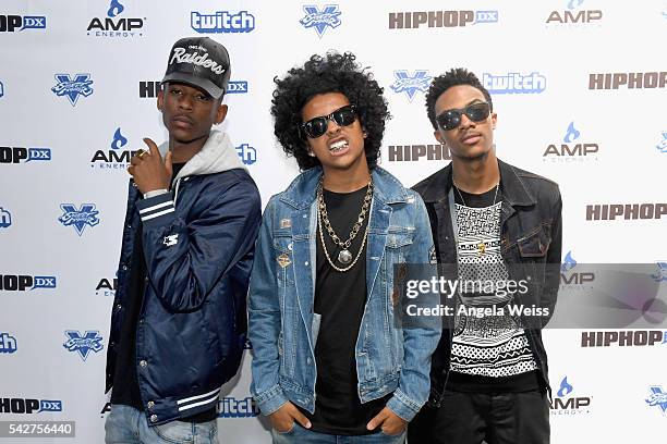 Recording artists Mike River, Princeton and EJ of Mindless Behavior attend Next Level Presented By AMP Energy, A Hip Hop Gaming Tournament at Rostrum...