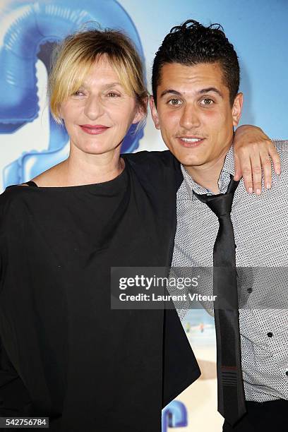 Actress Sophie Mounicot and Enzo Onteniente attend the 'Camping 3' Paris Premiere at Gaumont Champs Elysees on June 23, 2016 in Paris, France.