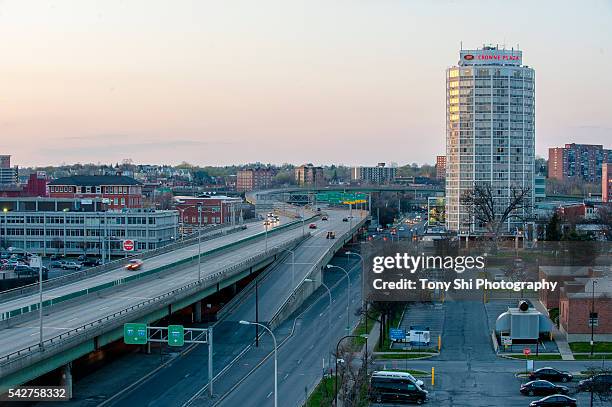 syracuse - interstate 81 and downtown - syracuse new york stock pictures, royalty-free photos & images