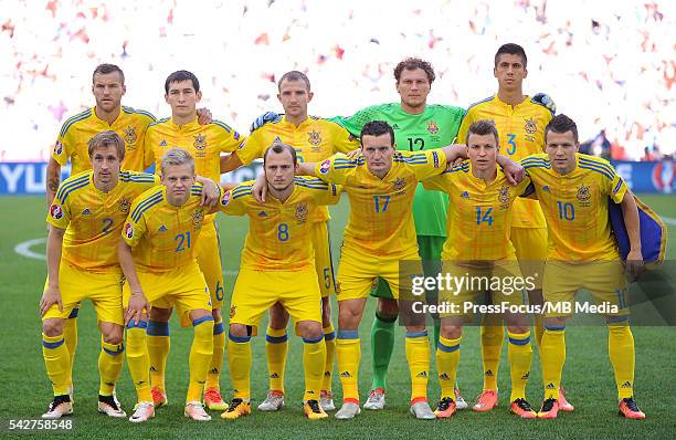 Marsylia Marseille Pilka nozna Euro 2016 mecz grupy C Ukraina - Polska N/z grupowka Ukraina, Bohdan Butko, Olexandr Zinchenko, Roman Zozulya, Artem...