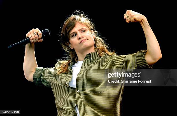 Christine and the Queens perform on The Other Stage at Glastonbury Festival 2016 at Worthy Farm, Pilton on June 24, 2016 in Glastonbury, England.
