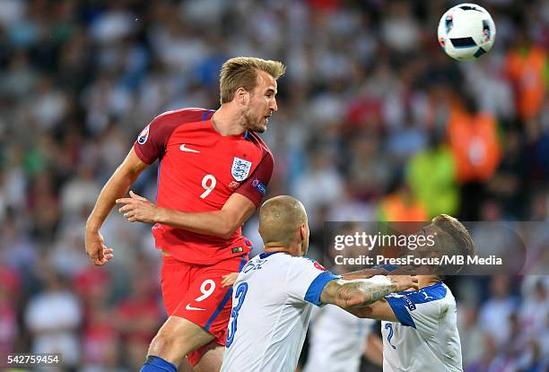Saint-Etienne Football UEFA Euro 2016 group C game between Slovaki and England Harry Kane Martin Skrtel Peter Pekarik Credit: Lukasz Laskowski /...
