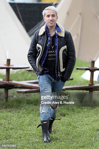 Nick Grimshaw attends the Glastonbury Festival at Worthy Farm, Pilton on June 24, 2016 in Glastonbury, England.