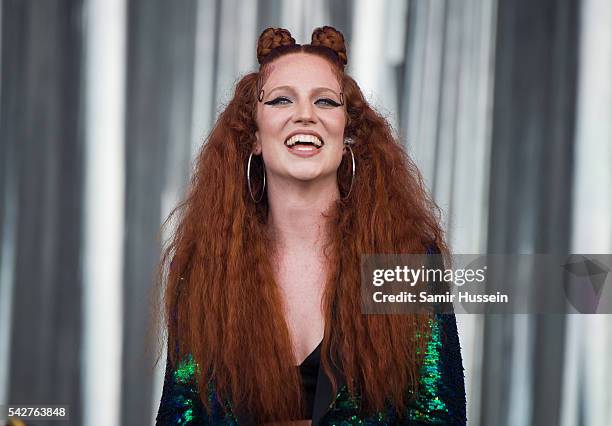 Jess Glynne performs on the Pyramid Stage at Glastonbury Festival 2016 at Worthy Farm, Pilton on June 24, 2016 in Glastonbury, England.