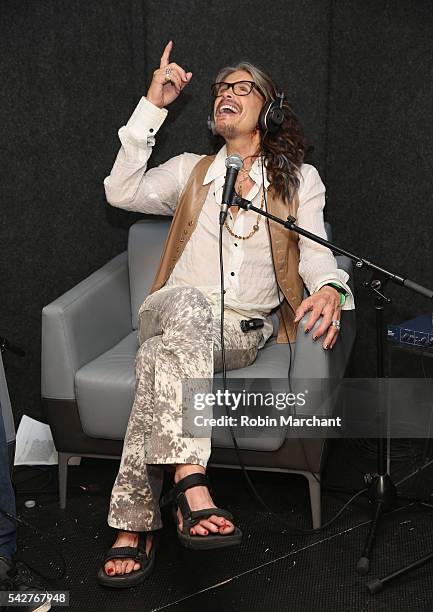 Steven Tyler of Aerosmith visits SiriusXM 's 'Covino & Rich' at SiriusXM Studio on June 24, 2016 in New York City.