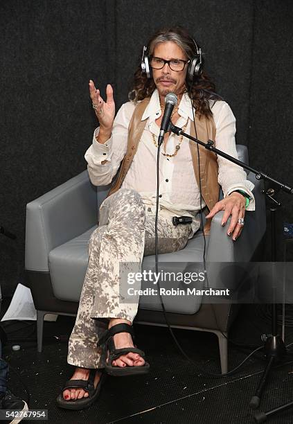 Steven Tyler of Aerosmith visits SiriusXM 's 'Covino & Rich' at SiriusXM Studio on June 24, 2016 in New York City.