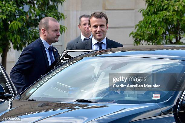 French Minister of Economy, Emmanuel Macron leaves after an exceptional cabinet meeting following the results of the UK EU Referendum vote at the...