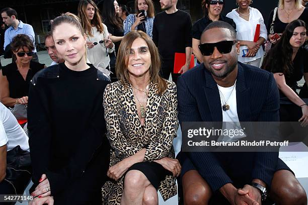 Model Ana Claudia Michels, journalist Carine Roitfeld and basket-ball player Dwyane Wade attend the Givenchy Menswear Spring/Summer 2017 show as part...