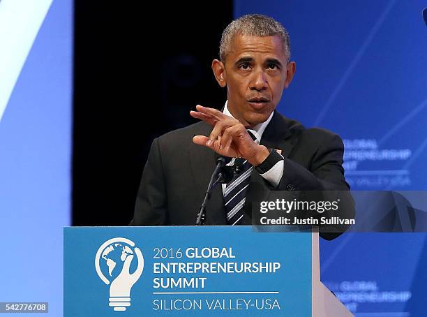 President Barack Obama speaks during the 2016 Global Entrepreneurship Summit at Stanford University on June 24, 2016 in Stanford, California....