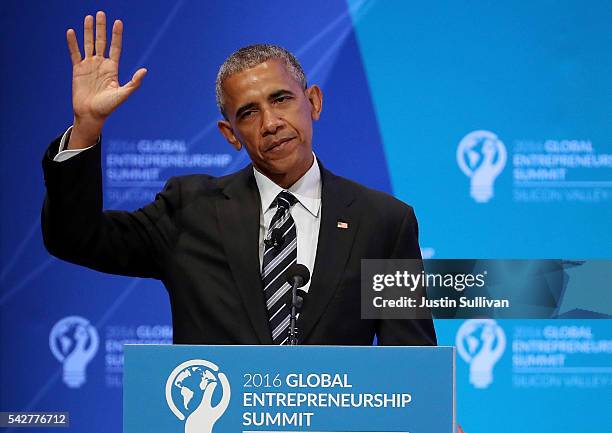 President Barack Obama speaks during the 2016 Global Entrepeneurship Summit at Stanford University on June 24, 2016 in Stanford, California....