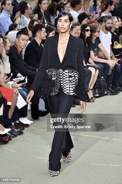 Lea T walks the runway during the Givenchy Menswear Spring/Summer 2017 show as part of Paris Fashion Week on June 24, 2016 in Paris, France.